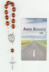 Brown beaded auto rosary
