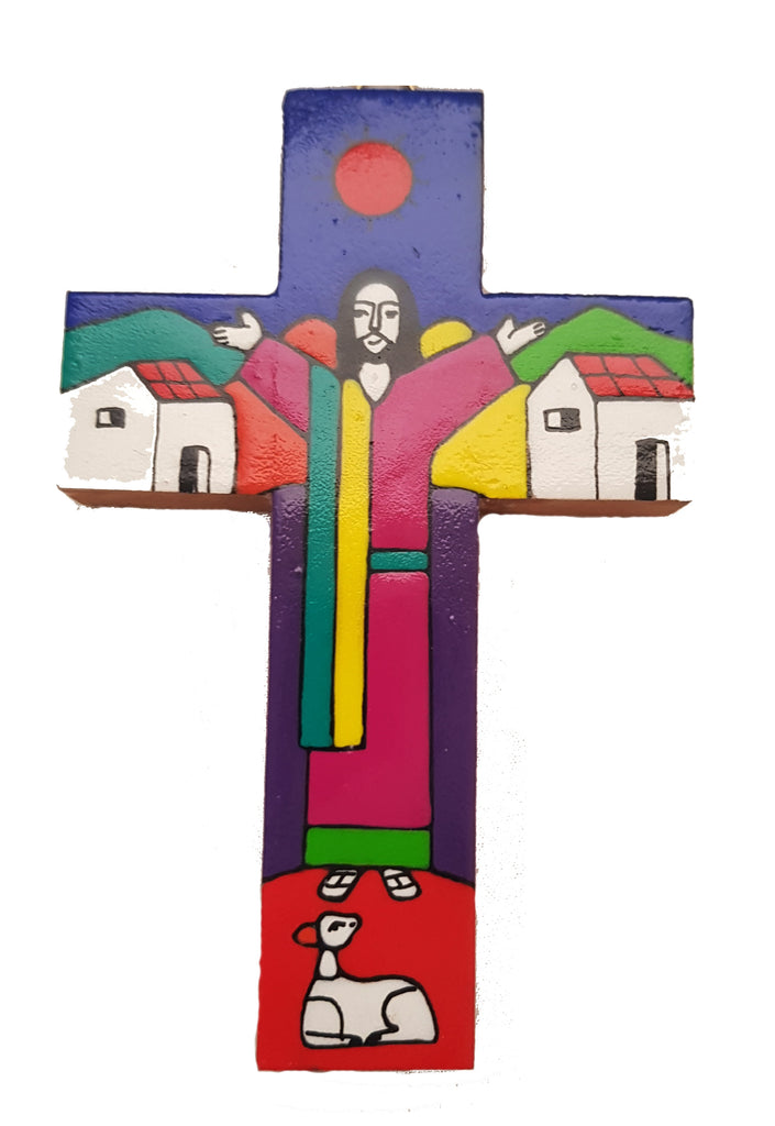 Handmade Cross - Jesus Preaching