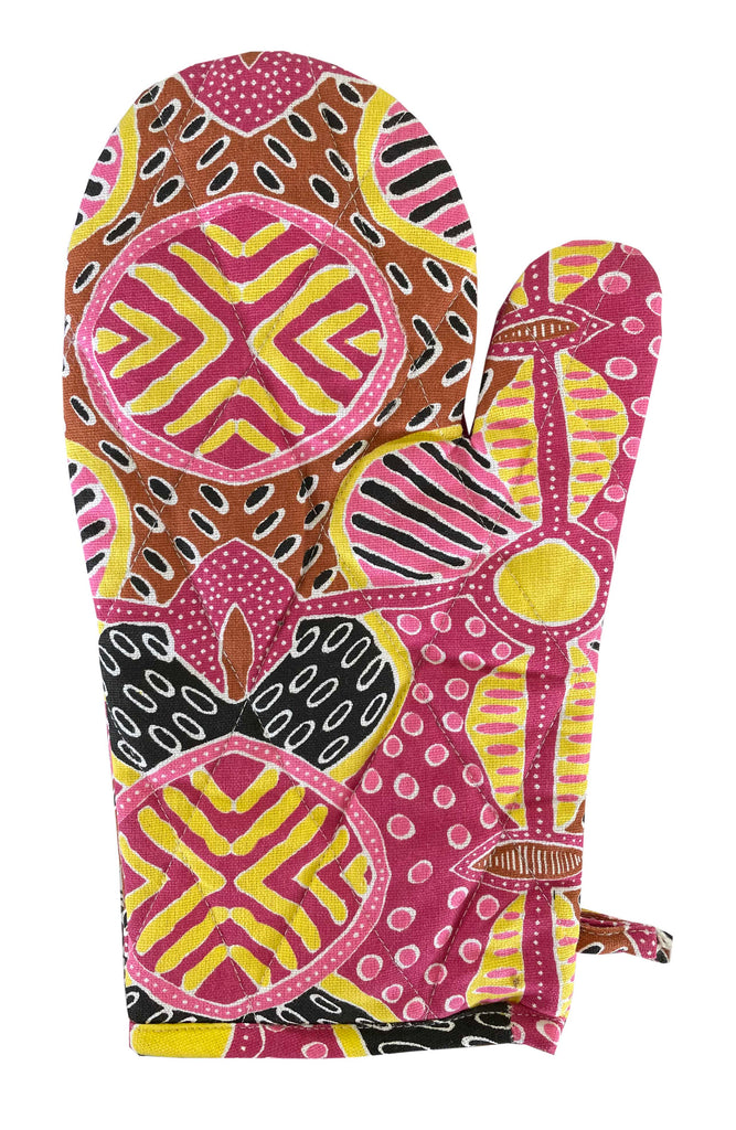Authentic Aboriginal Art - Oven Glove, Keringke Pink