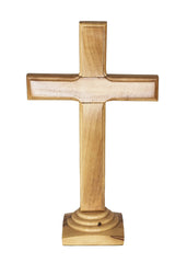 Olive wood Plain Cross on stand